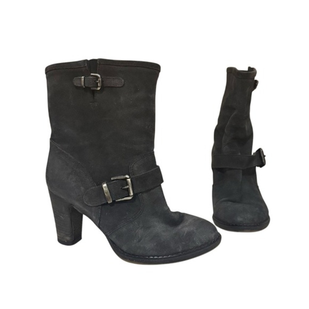 Barneys New York Gray Suede Heeled Mid-Calf Boots Women's US 6 Made in Italy